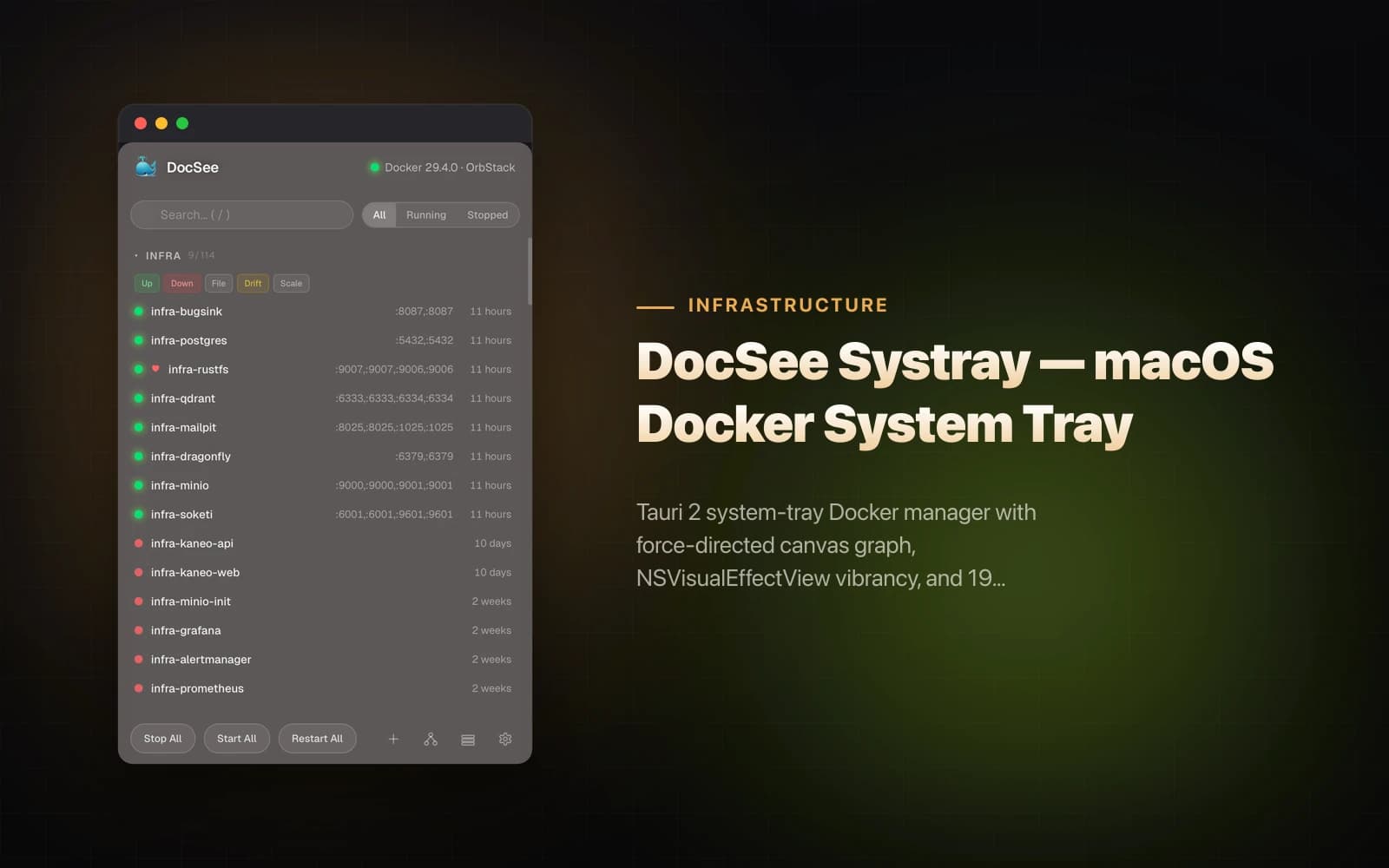 DocSee Systray — macOS Docker System Tray