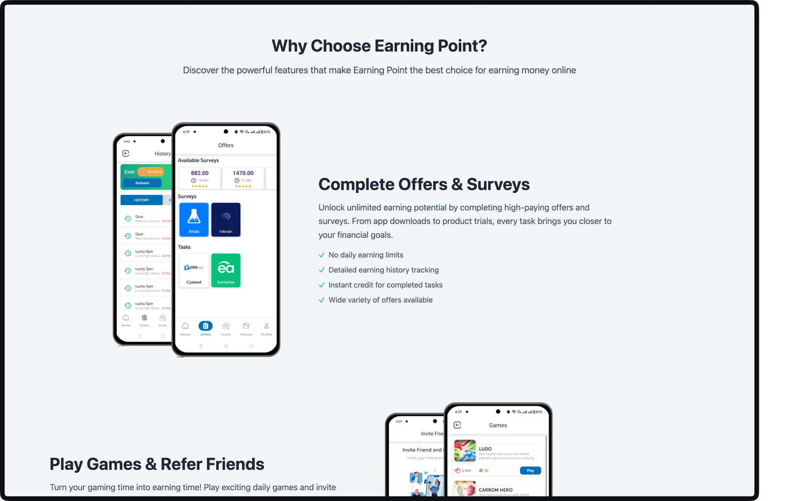 Earning Point — App Landing Page