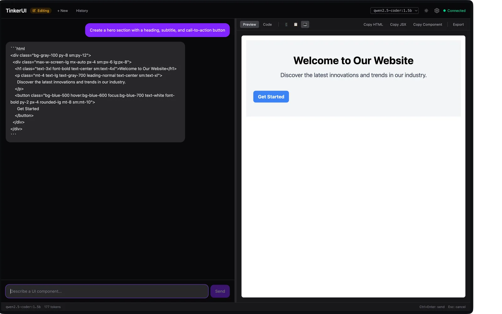 TinkerUI — Local Generative UI Playground